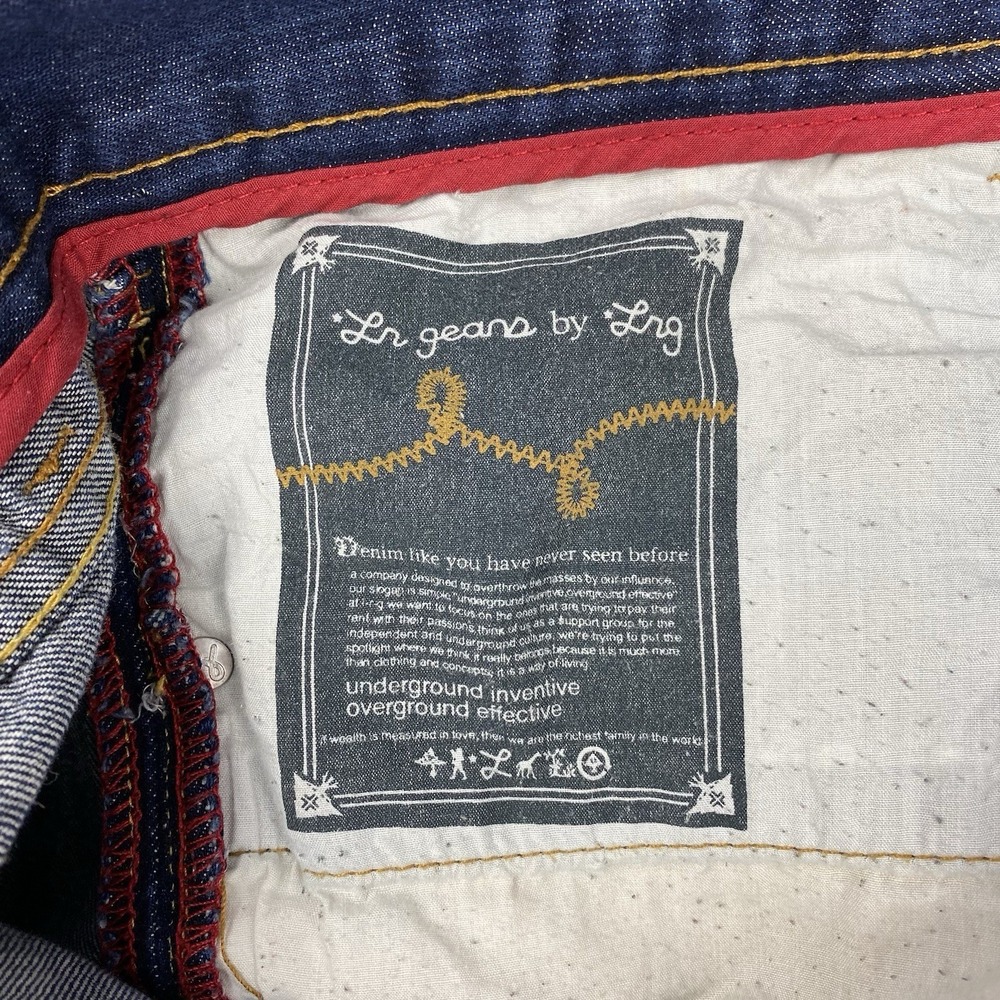 Vtg Lifted Research Group Jeans Mens 36x30.5 Blue Wolf Embroidered Y2K Baggy LRG - Picture 10 of 16